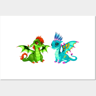 Baby dragons with cute eye Posters and Art